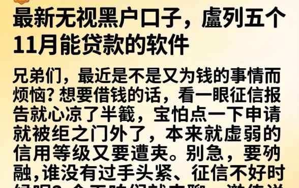 最新无视黑户口子，胪列五个11月能贷款的软件