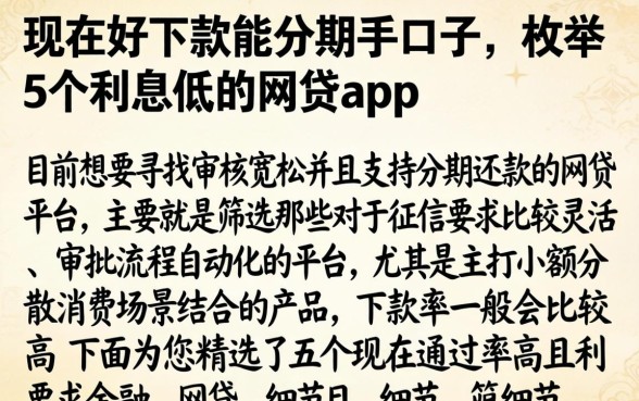 现在好下款能分期的口子,枚举5个利息低的网贷app