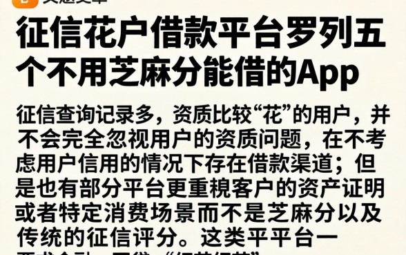 征信花户借款平台，罗列五个不用芝麻分能借的app