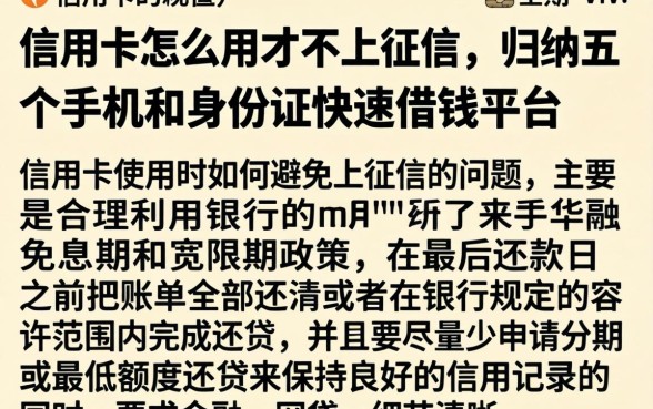 信用卡怎么用才不上征信,归纳五个手机和身份证快速借钱平台