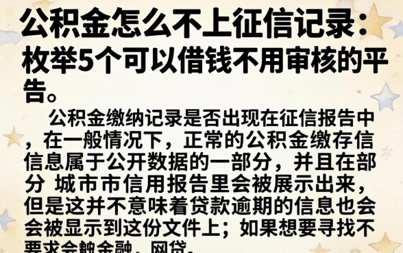 公积金怎么不上征信记录，枚举5个可以借钱不用审核的平台