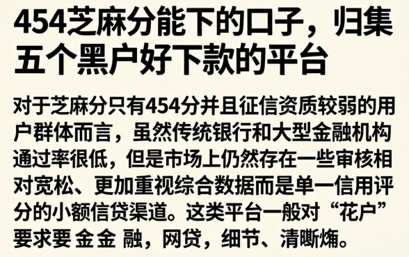 454芝麻分能下的口子,归集五个黑户好下款的平台