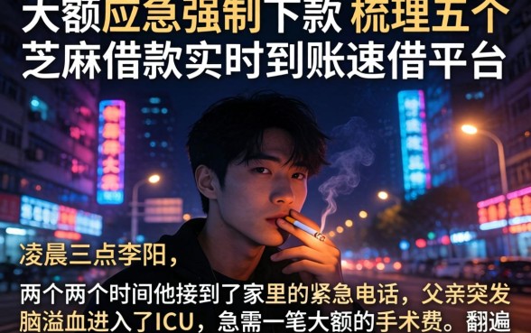 大额应急强制下款，梳理五个芝麻借款实时到账速借平台