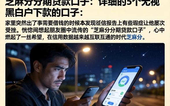 芝麻分分期贷款口子，详细阐述5个无视黑白户下款的口子