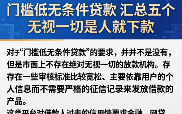 门槛低无条件贷款，汇总五个无视一切是人就下款