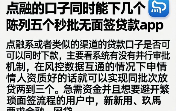 点融的口子同时能下几个，陈列五个秒批无面签贷款app