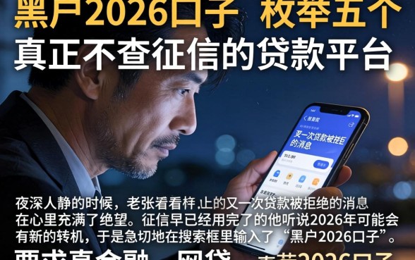黑户2026口子，枚举五个真正不查征信的贷款平台