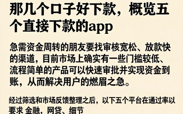那几个口子好下款，概览五个直接下款的app