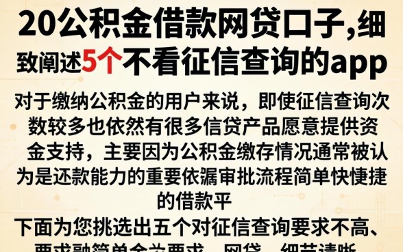 20公积金借款网贷口子，细致阐述5个不看征信查询的app