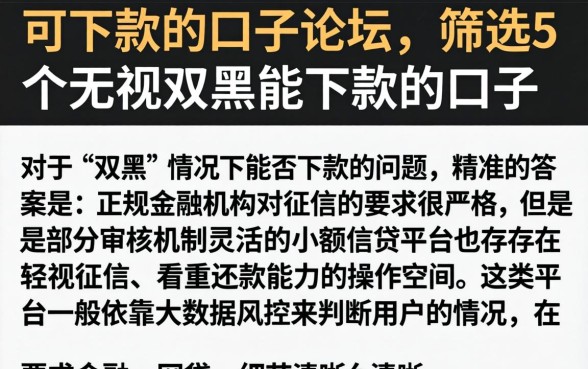 可下款的口子论坛，筛选5个无视双黑能下款的口子