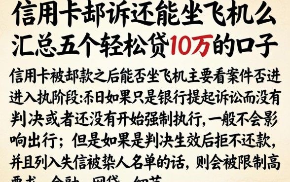 信用卡起诉还能坐飞机么，汇总五个轻松贷10万的口子