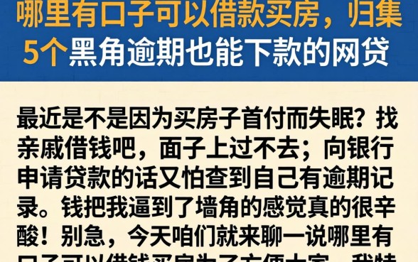 哪里有口子可以借款买房，归集5个黑户逾期也能下款的网贷