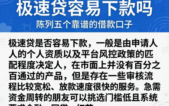 极速贷容易下款吗，陈列五个靠谱的借款口子