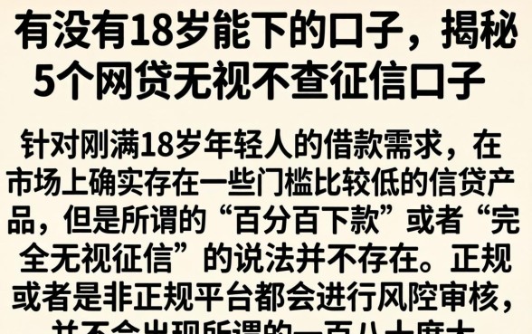 有没有18岁能下的口子，揭秘5个网贷无视不查征信口子