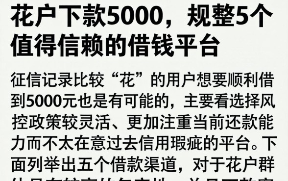 花户下款5000,规整5个值得信赖的借钱平台