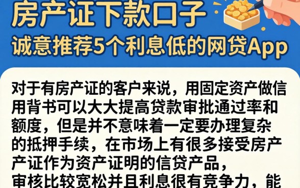 房产证下款的口子，诚意推荐5个利息低的网贷app