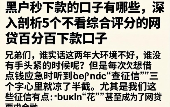 黑户秒下款的口子有哪些，深入剖析5个不看综合评分的网贷百分百下款口子