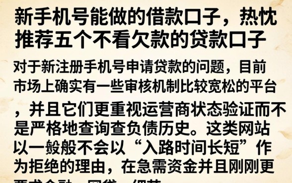 新手机号能做的借款口子,热忱推荐五个不看欠款的贷款口子