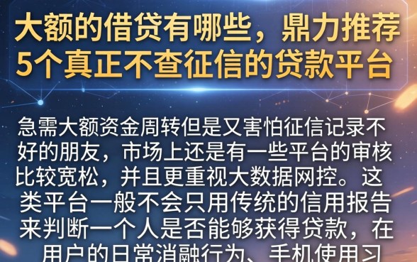 大额的借贷有哪些，鼎力推荐5个真正不查征信的贷款平台