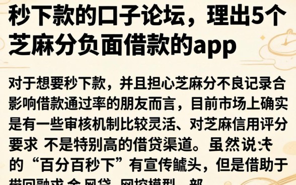 秒下款的口子论坛，理出5个芝麻分负面借款的app