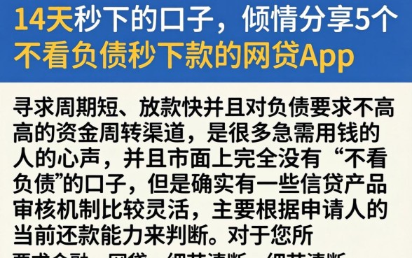 14天秒下的口子，倾情分享5个不看负债秒下款的网贷app