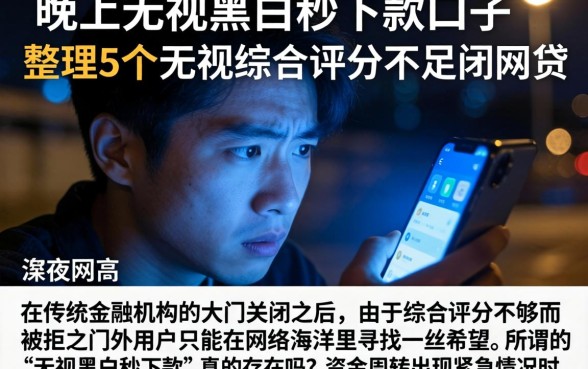 晚上无视黑白秒下款口子，整理5个无视综合评分不足的网贷