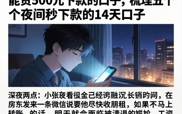 能贷500元下款的口子，梳理五个夜间秒下款的14天口子