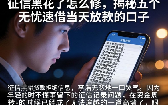 征信黑花了怎么修，揭秘五个无忧速借当天放款的口子