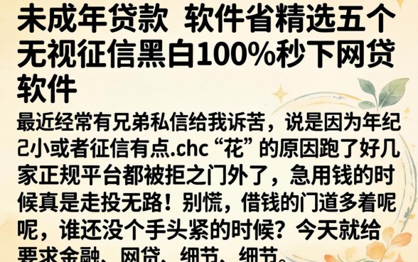 未成年贷款 软件,精选五个无视征信黑白100%秒下网贷软件
