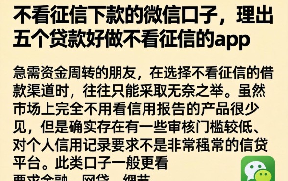 不看征信下款的微信口子,理出五个贷款好做不看征信的app