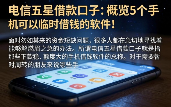 电信五星借款口子，概览5个手机可以临时借钱的软件
