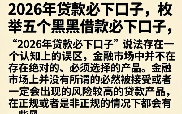 2026年贷款必下口子，枚举五个黑户借款必下口子