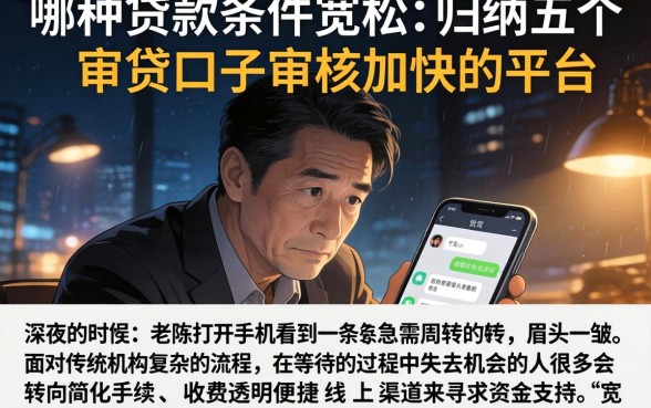 哪种贷款条件宽松,归纳五个审贷口子审核加快的平台