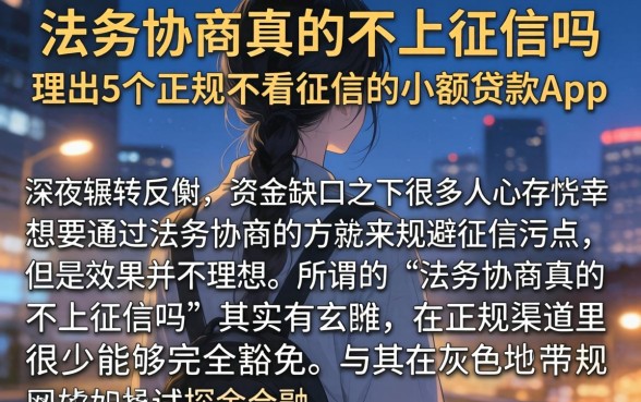 法务协商真的不上征信吗,理出5个正规不看征信的小额贷款app
