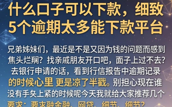 什么口子可以下款，细致阐述5个逾期太多能下款平台