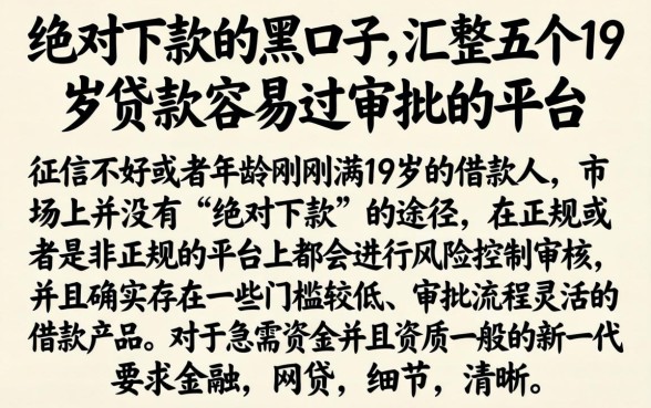 绝对下款的黑口子，汇整五个19岁贷款容易过审批的平台