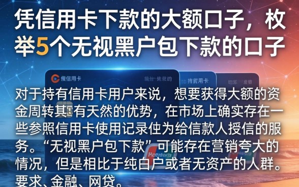 凭信用卡下款的大额口子，枚举5个无视黑户包下款的口子