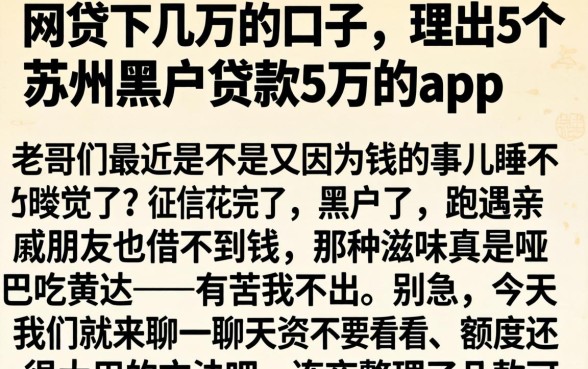 网贷下几万的口子,理出5个苏州黑户贷款5万的app