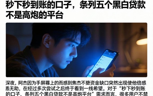 秒下秒到账的口子，条列五个黑白贷款不是高炮的平台