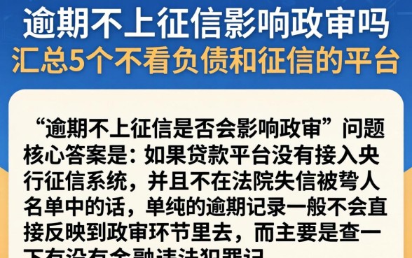 逾期不上征信影响政审吗，汇总5个不看负债和征信的平台