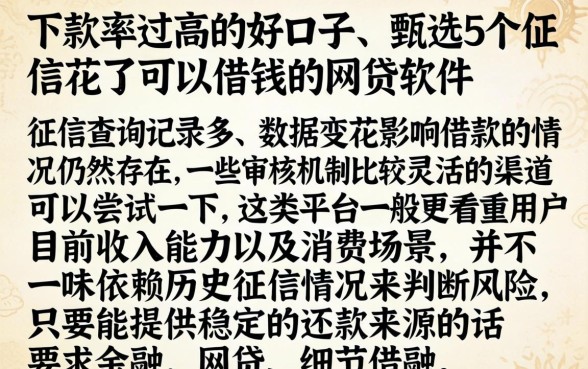 下款率过高的好口子，甄选5个征信花了可以借钱的网贷软件