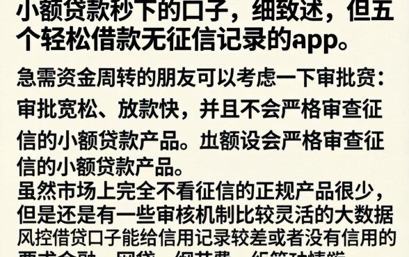 小额贷款秒下的口子，细致阐述五个轻松借款无征信记录的app