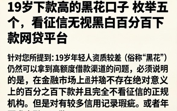 19岁下款高的黑花口子,枚举五个不看征信无视黑白百分百下款网贷平台