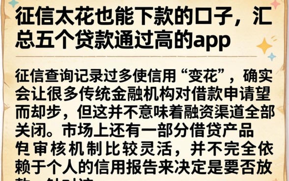 征信太花也能下款的口子，汇总五个贷款通过高的app
