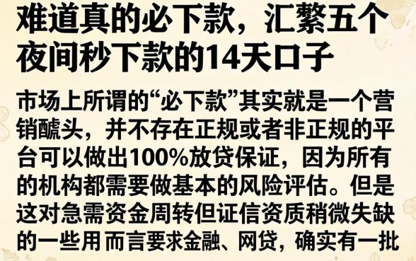 难道真的必下款，汇整五个夜间秒下款的14天口子