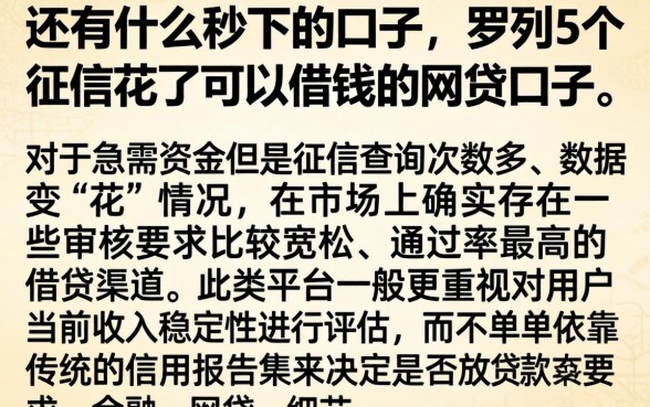 还有什么秒下的口子，罗列5个征信花了可以借钱的网贷口子