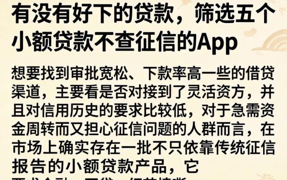 有没有好下的贷款，筛选五个小额贷款不查征信的app