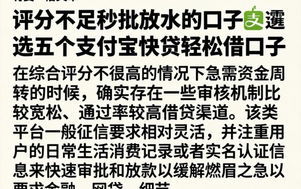 评分不足秒批放水的口子，遴选五个支付宝快贷轻松借口子
