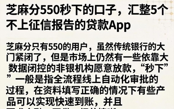 芝麻分550秒下的口子，汇整5个不上征信报告的贷款app