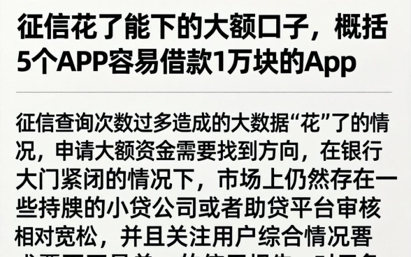 征信花了能下的大额口子，概括5个APP容易借款1万块的app